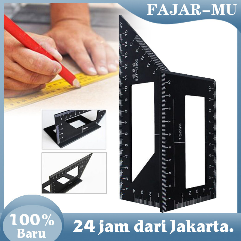 

Penggaris Segitiga Siku Marking Ruler 3D Alumunium Mitre Angle Speed Square Busur Derajat Gauge Framing