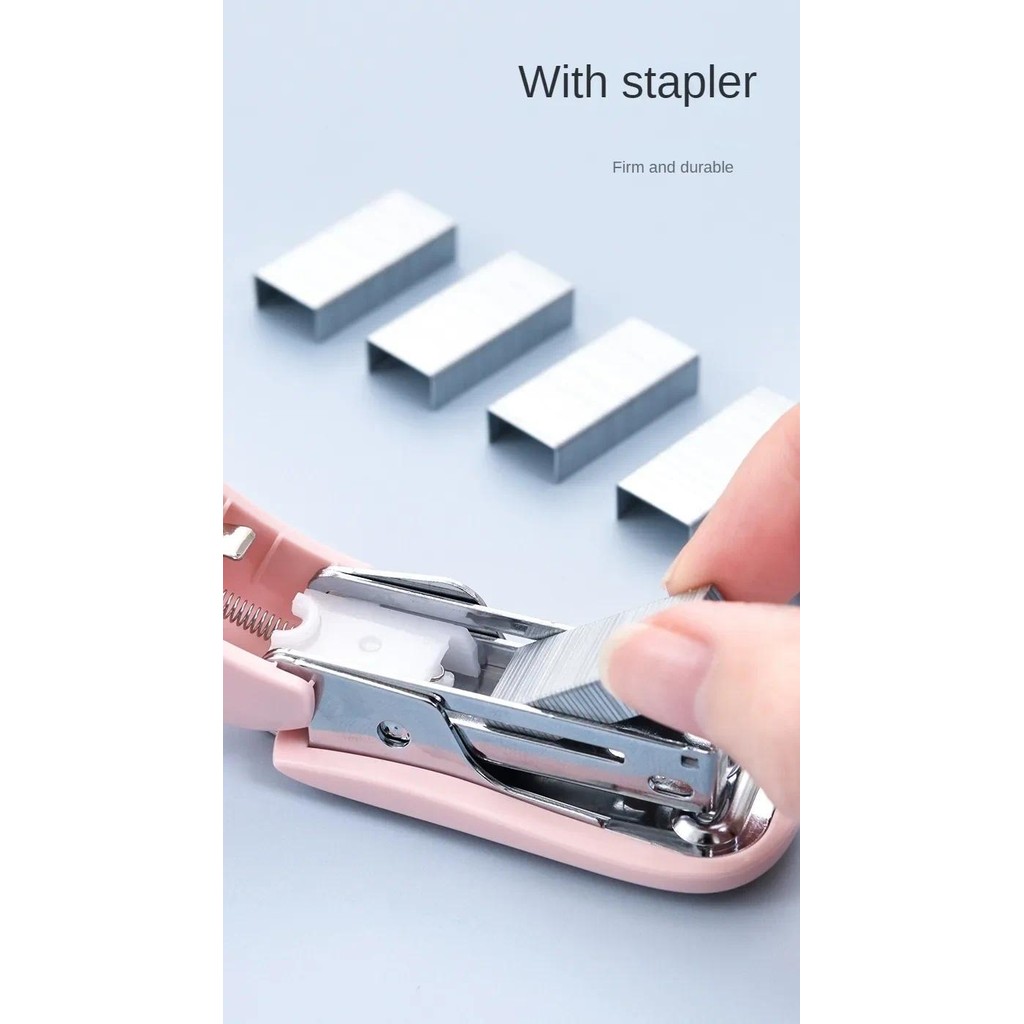 

1pc Cute Macaron Color Mini Stapler for Student Stationery Combo Set Convenient Small Stapler and Staples for Binding Paper