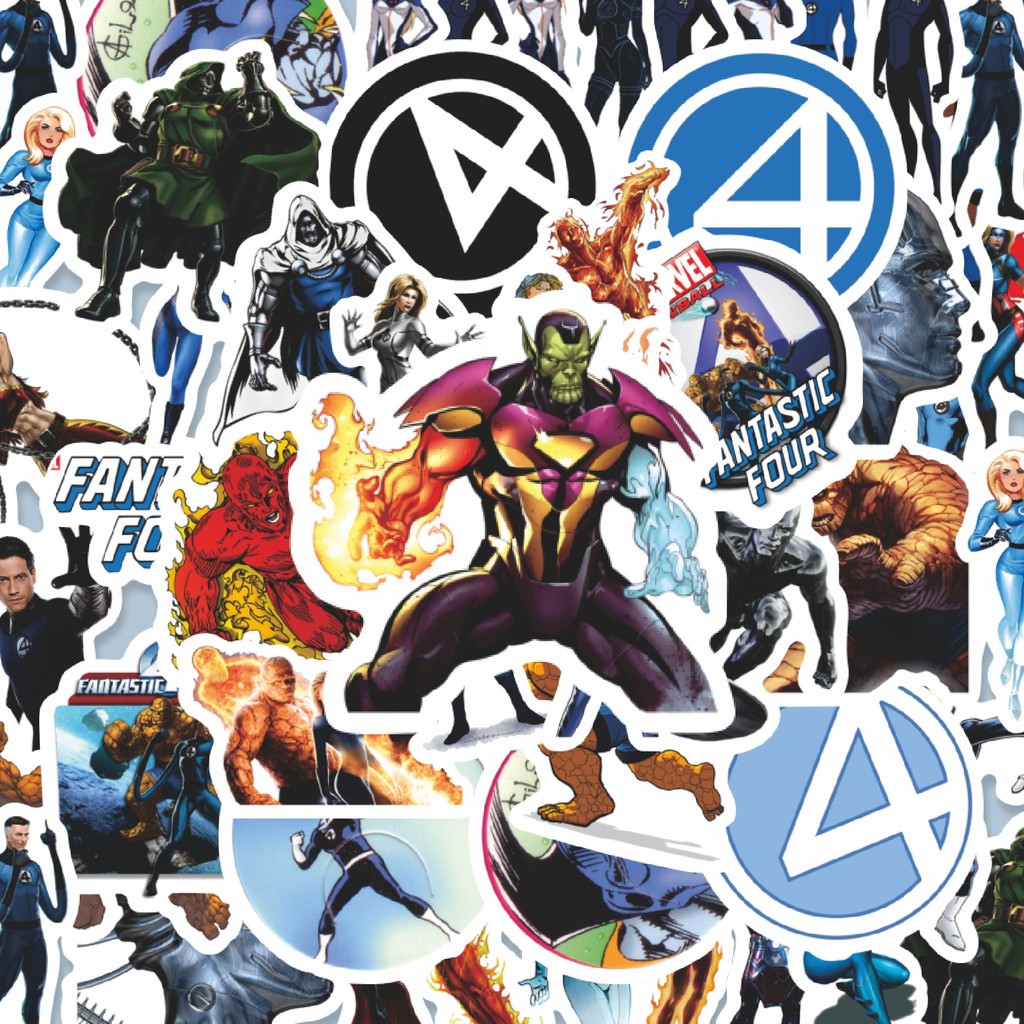 

100PCS Lucu Sticker Kartun Fantastic Four Sticker Stiker Aesthetic Stiker Anti Air Stikers Berperekat Waterproof sticker decal buat Motor Helm Buku Journal Koper Casing HP Laptop Botol Minum Hadiah anak