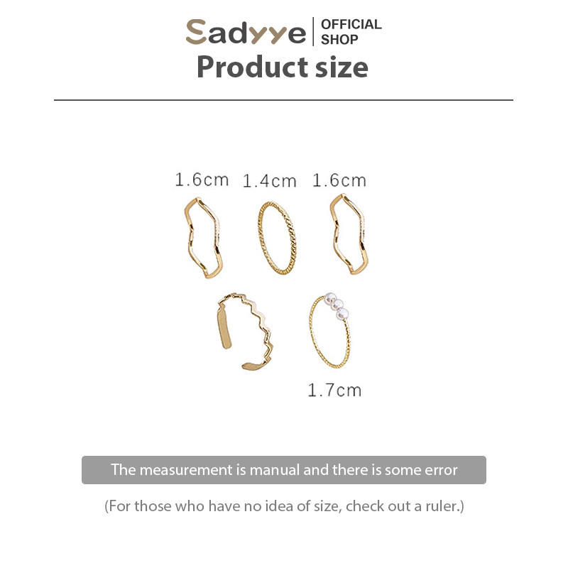 Sadyye Cincin Titanium Wanita 1 Set Isi 5Pcs Cincin Wanita Fashion Trendy Berbagai Bentuk