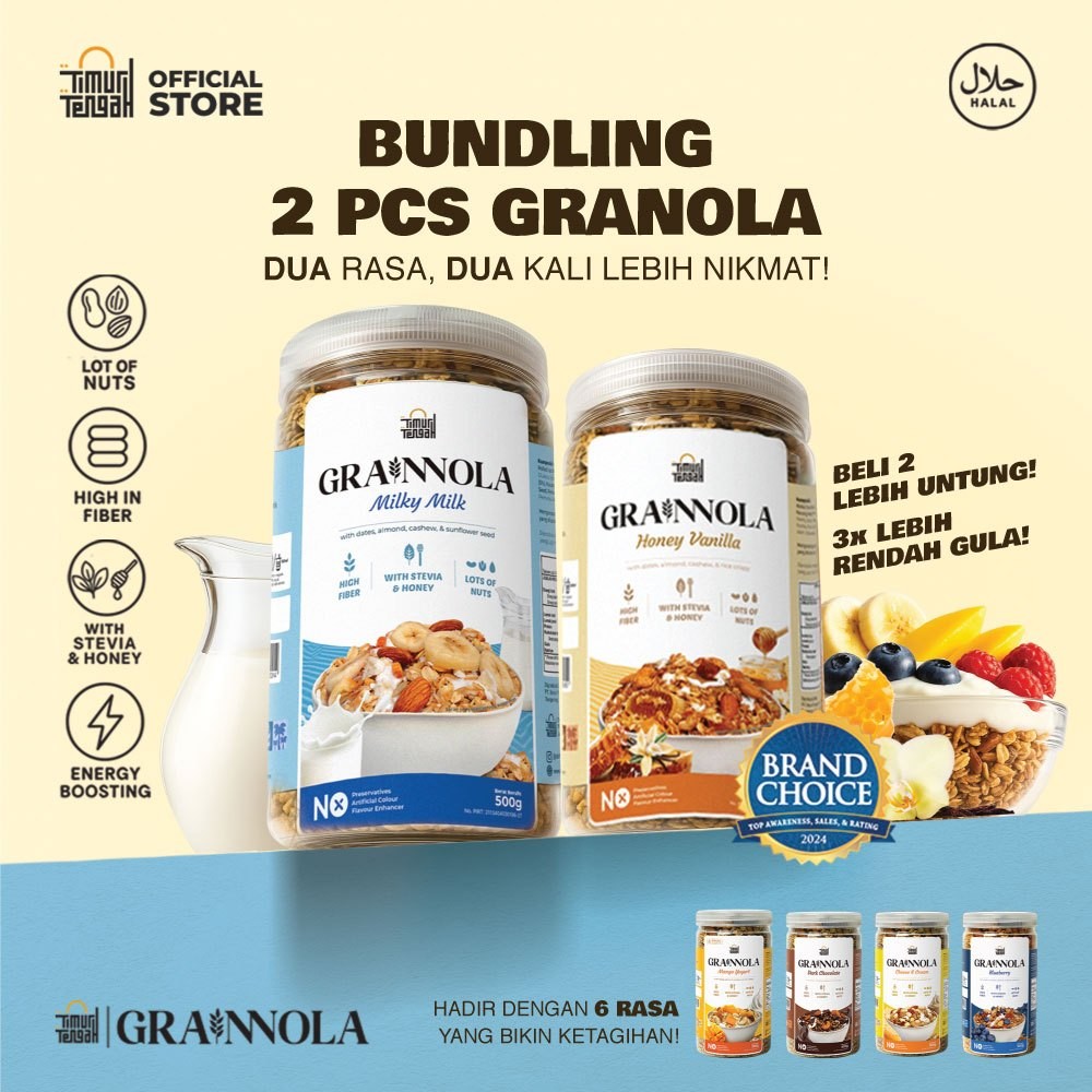 

Timur Tengah - [Paket Bundling 2 Pcs] Granola 500 Gr Sereal Sarapan Sehat Rendah Kalori