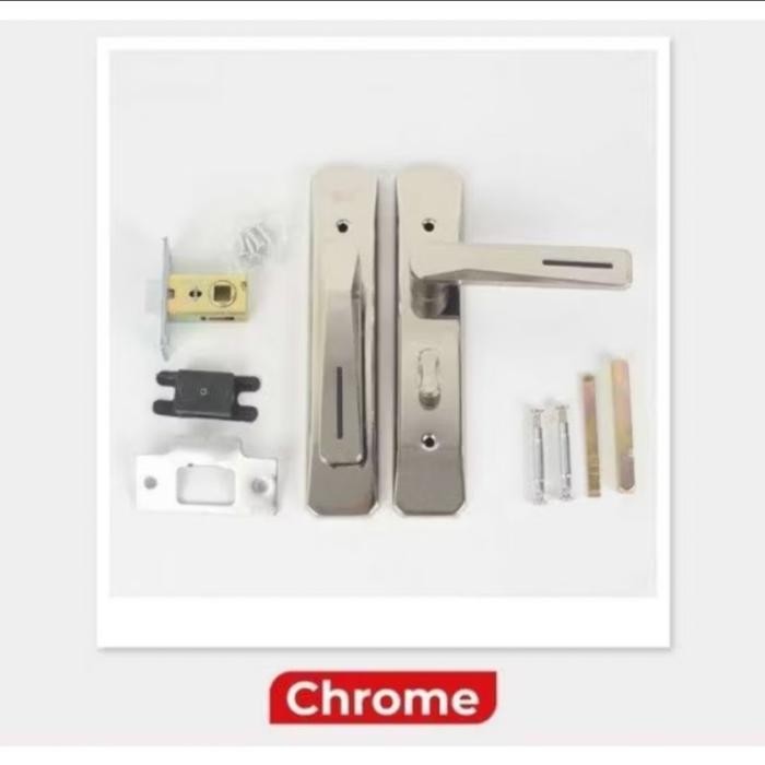 Kunci Pintu Kamar Mandi/Handle WC Knob Warna Silver Satu Set