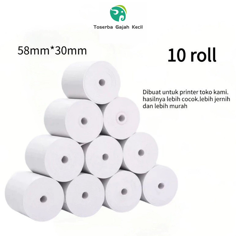 

ROLL KERTAS STRUK THERMAL PAPER ROLL 57x30 58x30 TERMAL EDC THERMAL PRINTER MINI BLUETOOTH 58MM CORELESS
