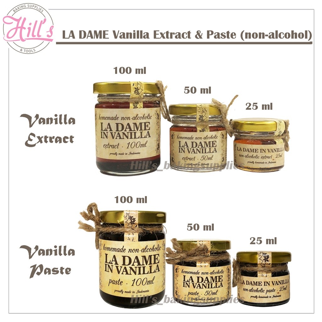 

VANILLA EXTRACT LA DAME , VANILLA PASTE & VANILLA BEAN NON ALKOHOL / LADAME in VANILA EKSTRAK / PASTA / PERISA / HALAL