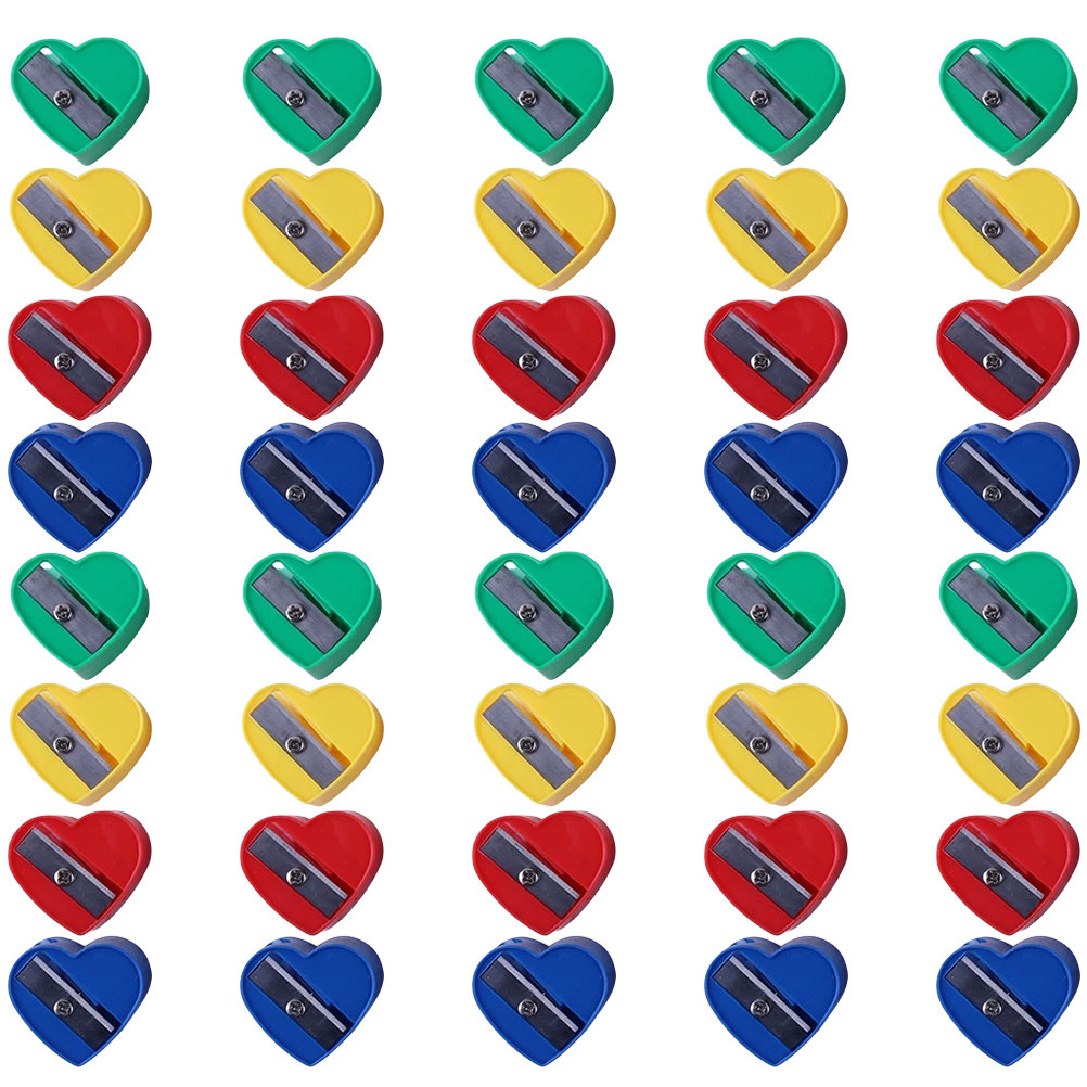 

40pcs Mini Handheld Pencil Sharpeners Heart Pencil Cutting Tools Office School Stationery Supplies Children'S Reward Gift
