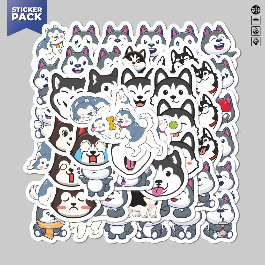 

[100PCS]Stiker Pack Stiker Kartun Siberian Husky Cute Aesthetic Vinyl Anti Air Dekorasi Sticker Laptop Buku Journal Koper Helm Casing HP Gitar Helm Skateboard