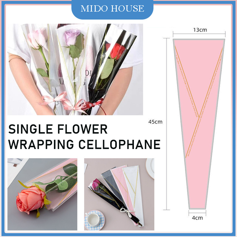 

50 Pcs Single Rose Box / Plastik Bungkus Bunga/Single Flower Wrapping Cellophane/Bungkus Bunga Plastik