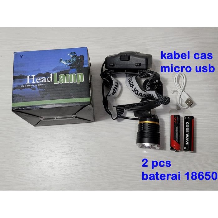 Headlamp Led 8001 zoom 2 pc 18650 SENTER KEPALA SENTER