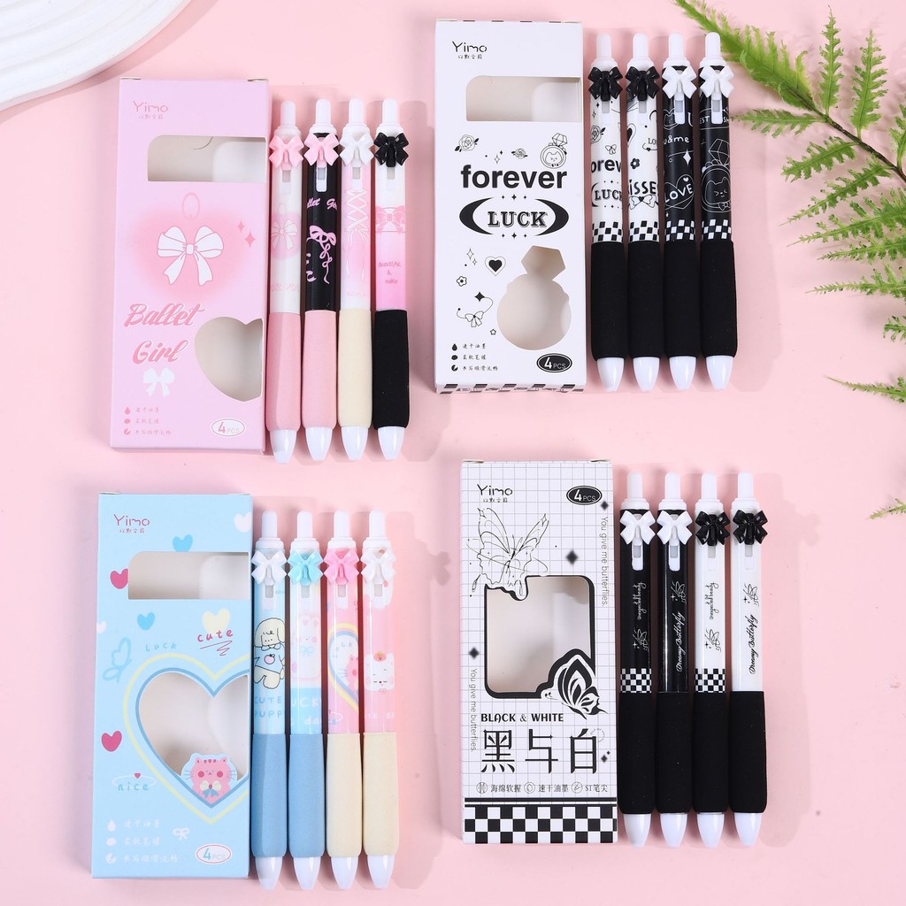 

PN11 Pulpen Gel Mekanik 0.5mm Set Isi 4 Pcs Pulpen Karakter Aesthetic Tinta Hitam untuk Sekolah dan Kantor