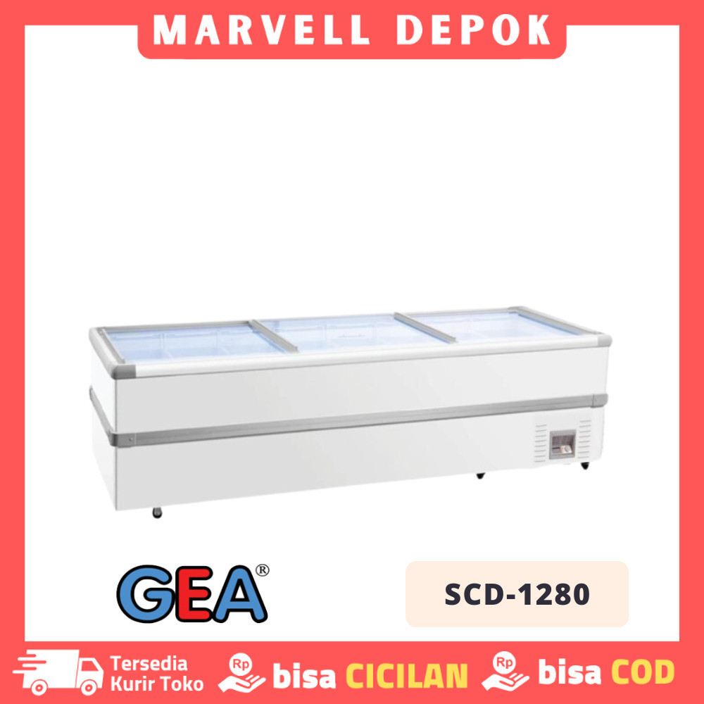 ISLAND FREEZER GEA SCD 1280 SLIDING GLASS FLAT 2 KOMPRESOR GARANSI RESMI