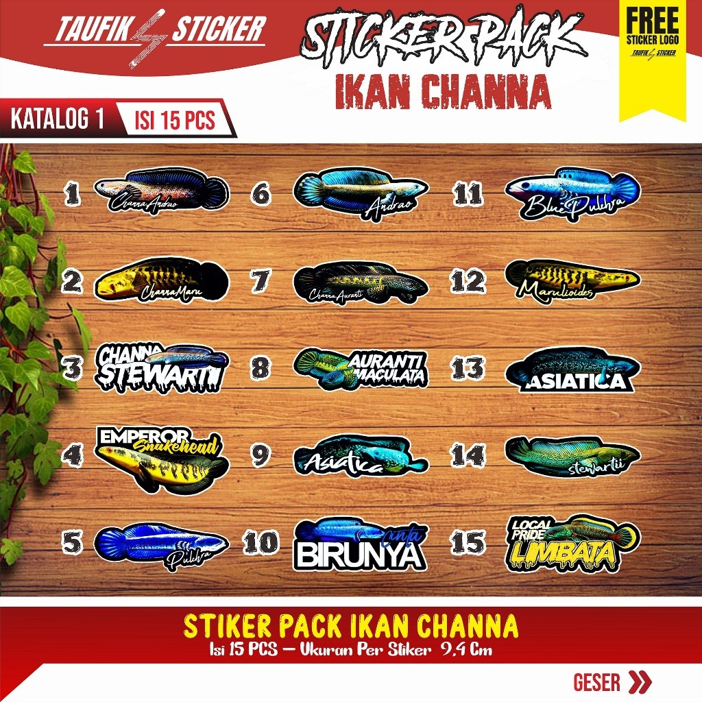 

STIKER IKAN CHANNA ANTI AIR #DESAIN 1 KECCE