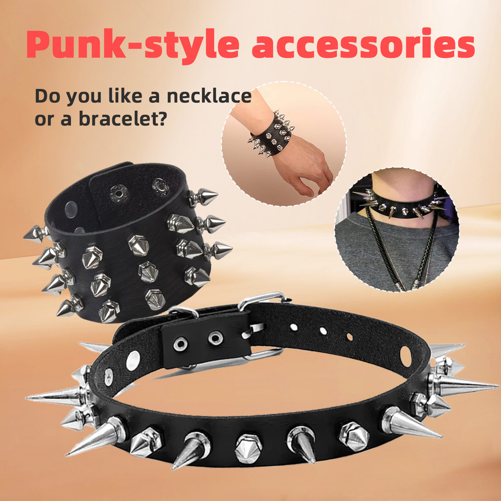 Kalung Paku choker necklace wanita pria kalung choker hitam Gaya punk choker necklace