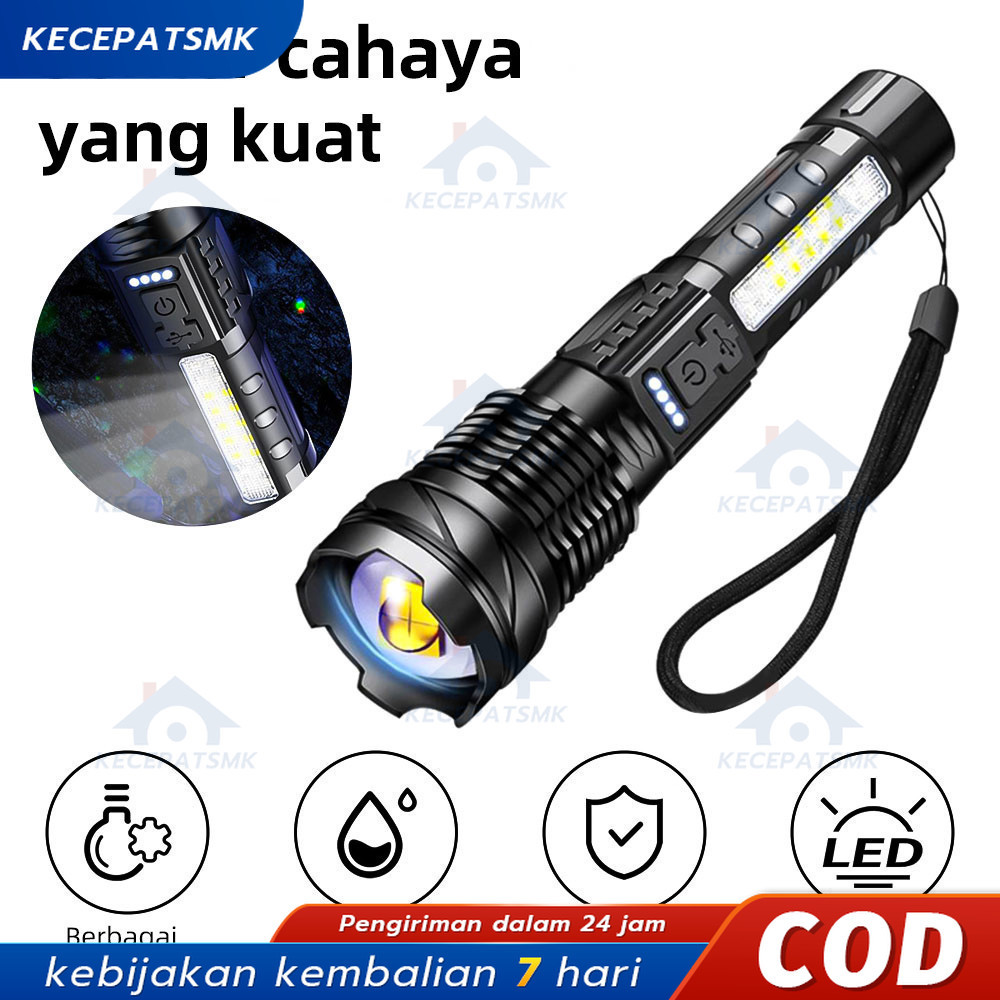 Senter Super Terang XHP50 10000 Lumens Jarak Jauh Waterproof / Senter Super Terang LED Anti Air Sent