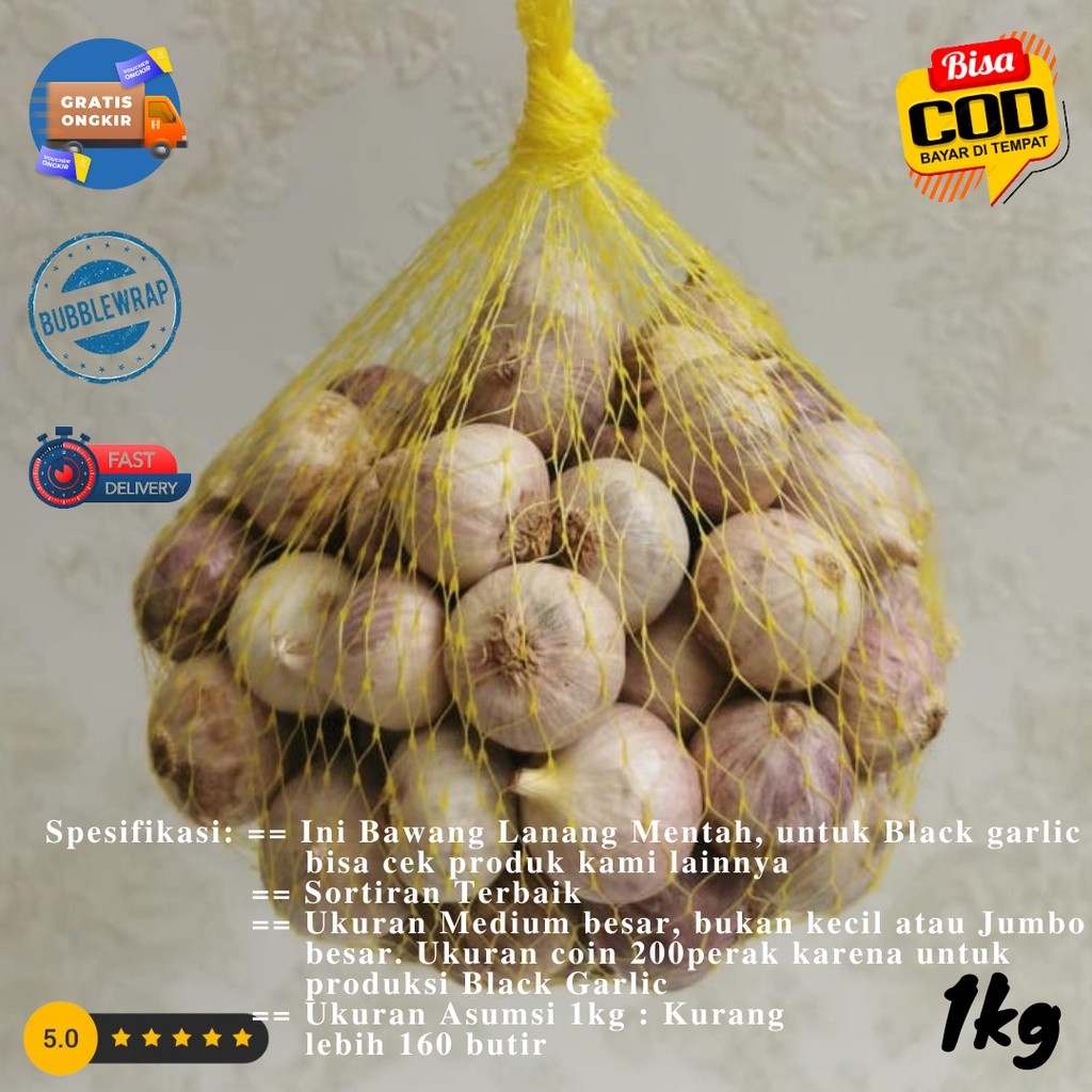 

Bawang Putih Tunggal MENTAH Bawang Lanang 1000gr