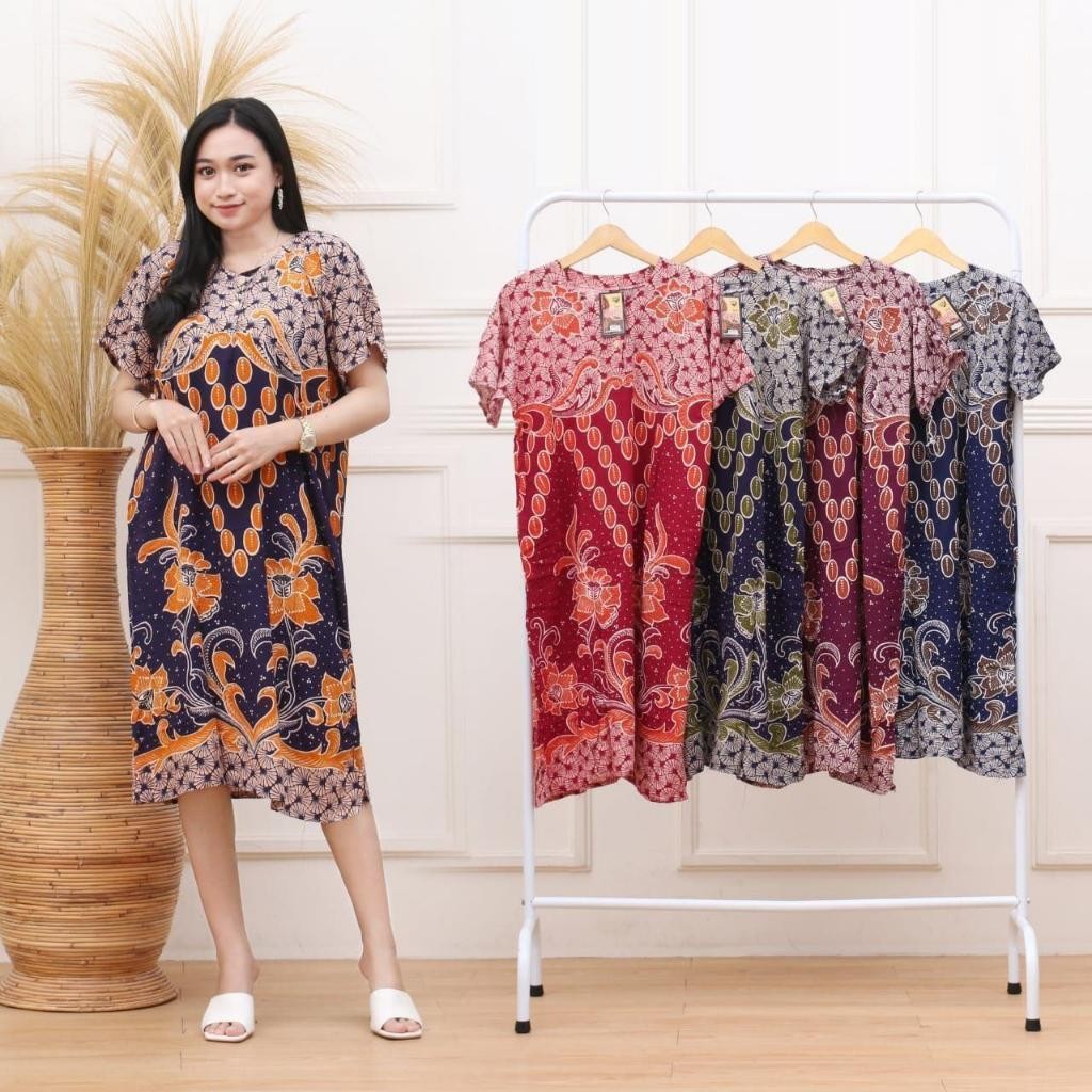 Daster Kencana Ungu Batik - Daster Busui LD 105 - Atasan Wanita - Batik Motif Abstrak Kekinian