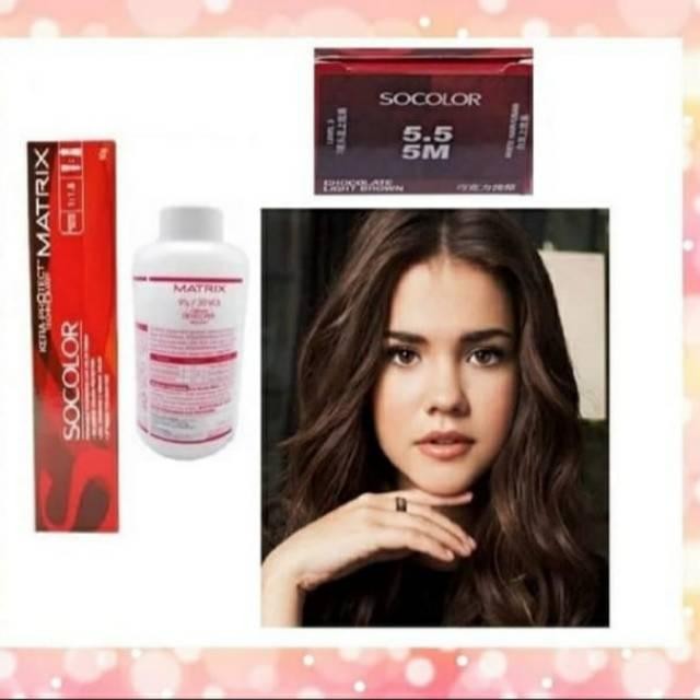 Matrix socolor pewarna rambut 5.5 chocolate light brown + oxidant