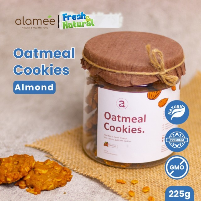 

ALAMEE Oatmeal Diet Cookies - Cemilan Almond Snack Kue Kukis Sehat Healthy Snack Oat 225gr fresh and natural