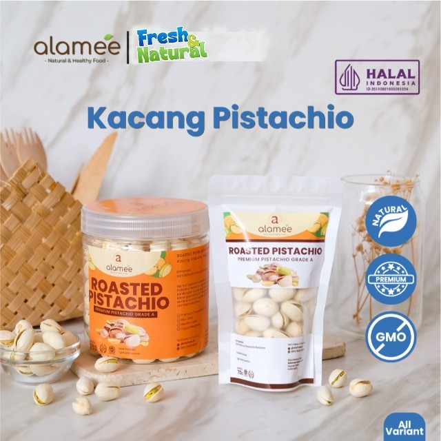 

ALAMEE Kacang Pistachio Pistacio Panggang Fustuk Roasted Premium Organic Dalam Cangkang Renyah fresh and natural
