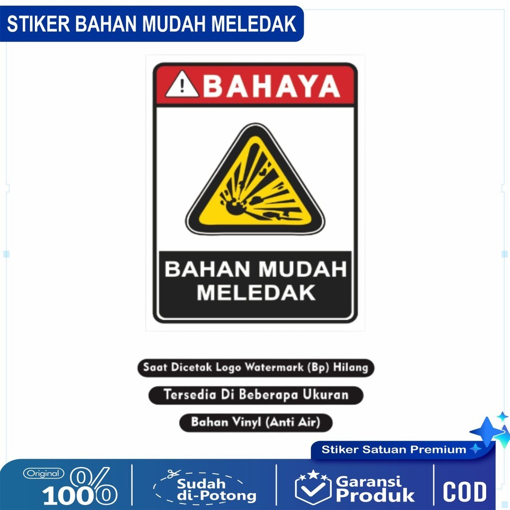 

Stiker Bahan Mudah Meledak / Rambu Peringatan Bahan Mudah Meledak / Stiker rambu peringatan stiker bahan mudah terbakar