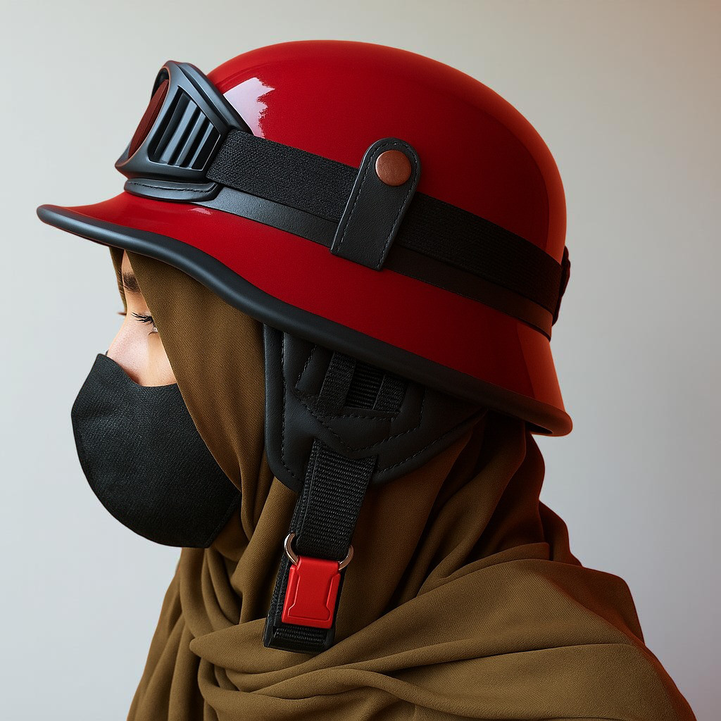 HELM RETRO VESPA NAZI CHIPS GLOSSY KACAMATA HELM CLUB VESPA KLASIK