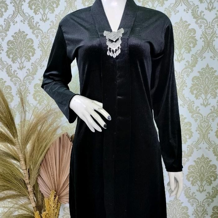 Kebaya Tunik Kartini Bludru - Hitam, XL