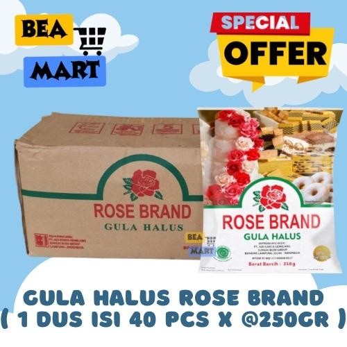 

Gula Halus Rose Brand 1 Dus Isi 40 Pcs x 250gr | Tepung Gula / Powdered Sugar RoseBrand 1 Karton 250 gram gr