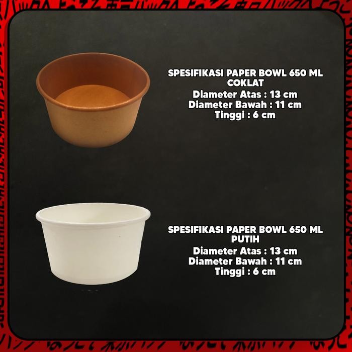 Paper Bowl 650 ml / Mangkok Kertas / Rice Bowl Paper 650 ml - BOWL 650ML, Putih