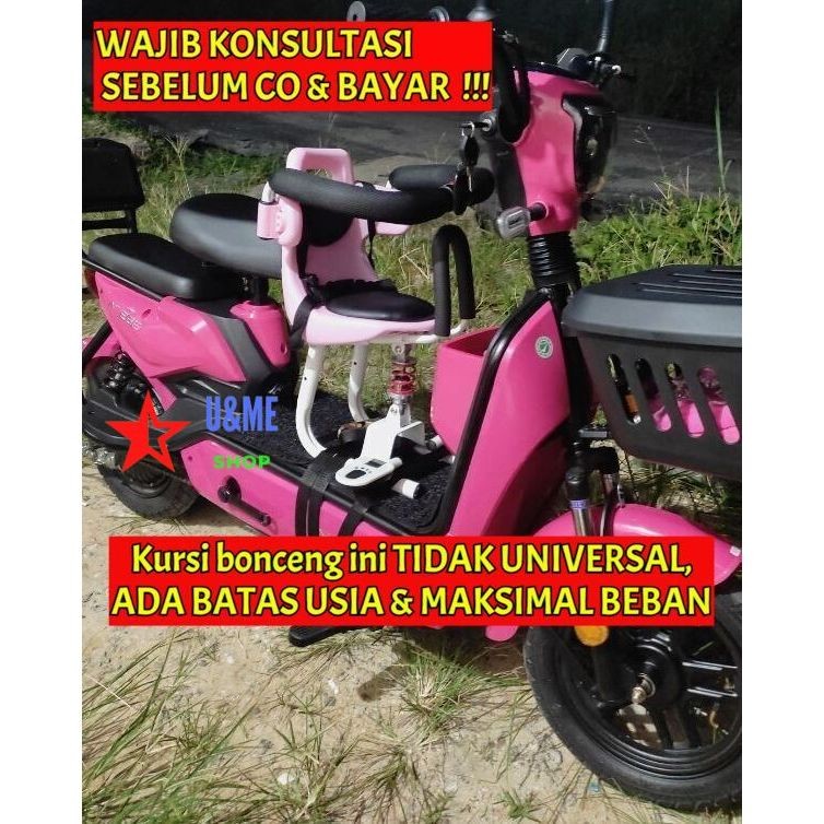 KURSI BONCENGAN ANAK DEPAN DI MOTOR SEPEDA LISTRIK / KURSI ANAK BONCENG DEPAN MOTOR LISTRIK SEPEDA L