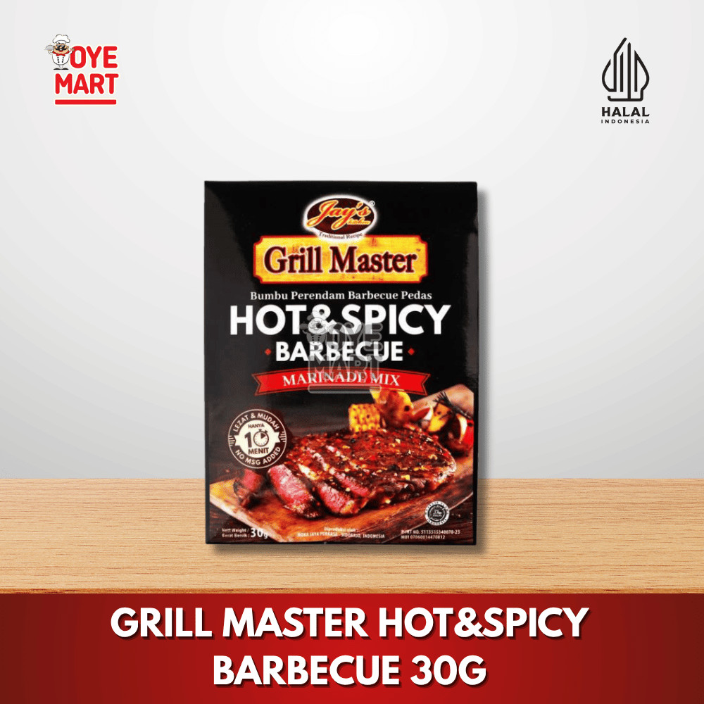 

GRILL MASTER HOT & SPICY BARBECUE 30GR / BUMBU MARINASI BARBEQUE PEDAS / BBQ