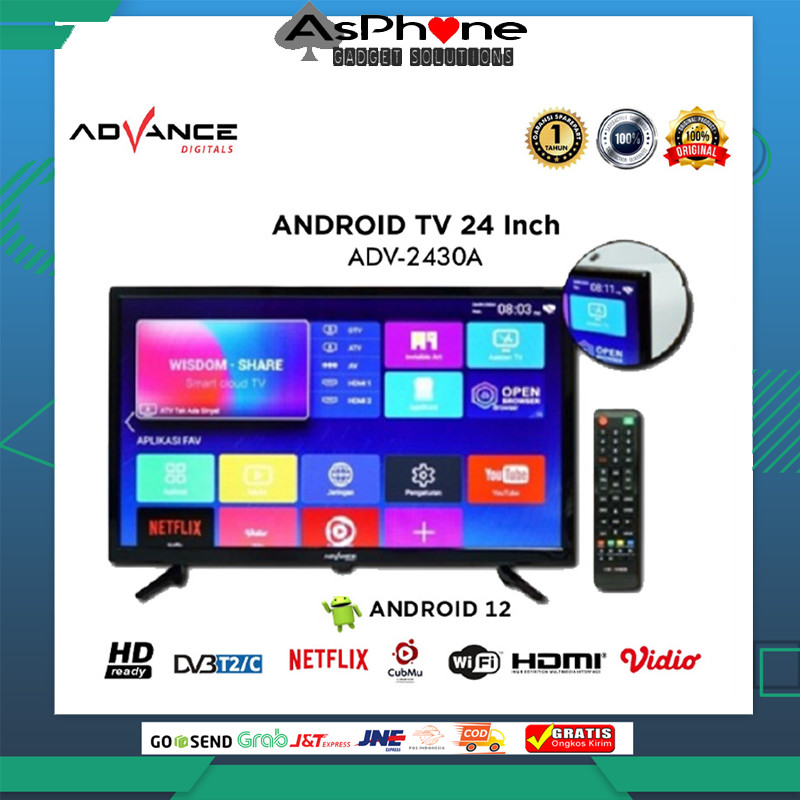 TV led 24 Inch smart android ADV-2430A Android TV / Televisi Advance