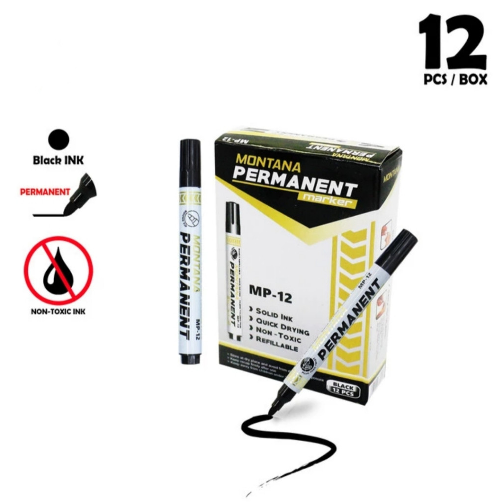 

MCC Spidol Permanen maker Montana MP-12 / PER BOX isi 12 pcs - Hitam
