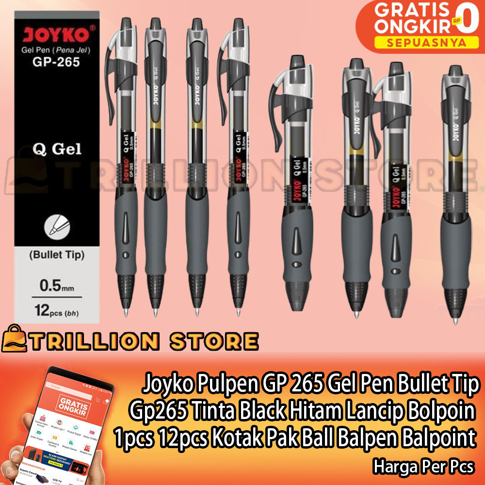 

Pulpen GP 265 Gel Pen Bullet Tip Gp265 Tinta Black Hitam Lancip Bolpoin 1pcs 12pcs Kotak Pak Ball Balpen Balpoint Luncip Jel Mata Tajam Tulis Menulis XAGL Ballpoint Bolpain Merah Biru Basah