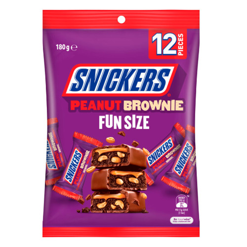 

Snickers Chocolate Peanut Brownie Party Share Bag 12 Pieces | 180g