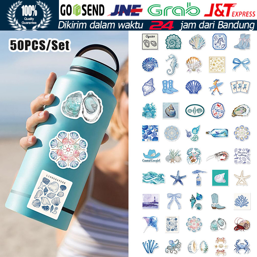 

50Pcs Stiker Aesthetic Biru Laut INS – Stiker Vinyl Waterproof untuk Dekorasi Buku Journal, Laptop, Casing HP, Botol & Koper