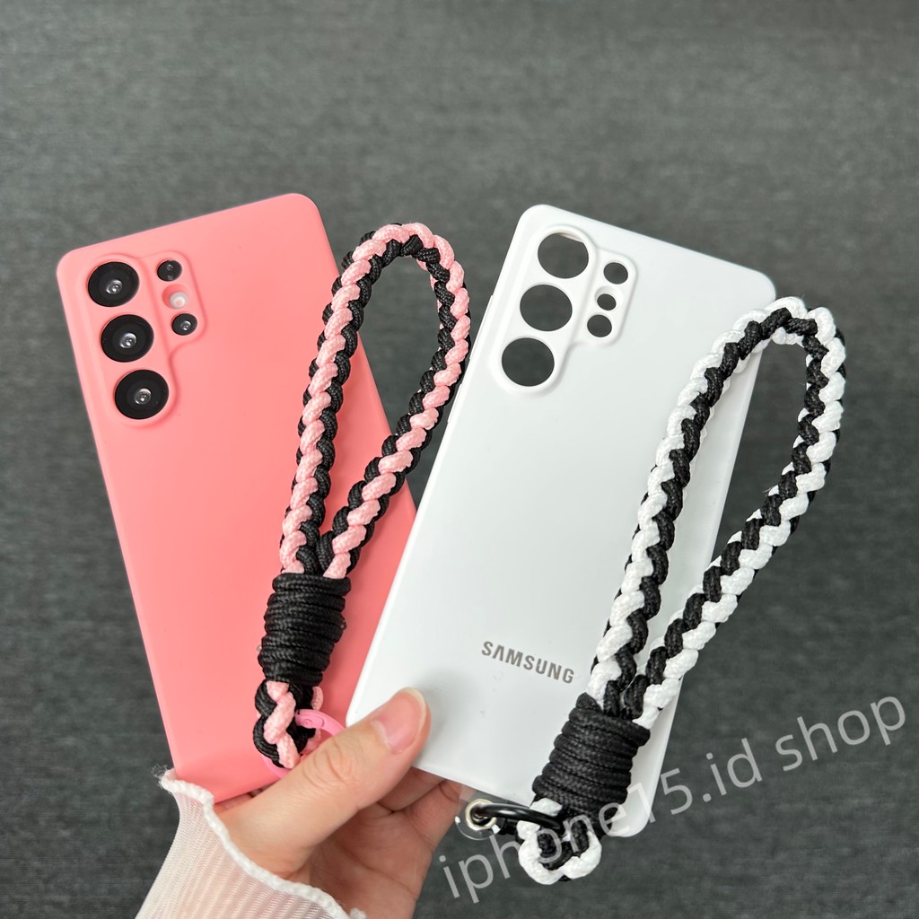 Pink Liquid Silicone Official Phone Case for Samsung Galaxy S25 S24 S23 S22 S21 Plus Ultra FE Wrist 
