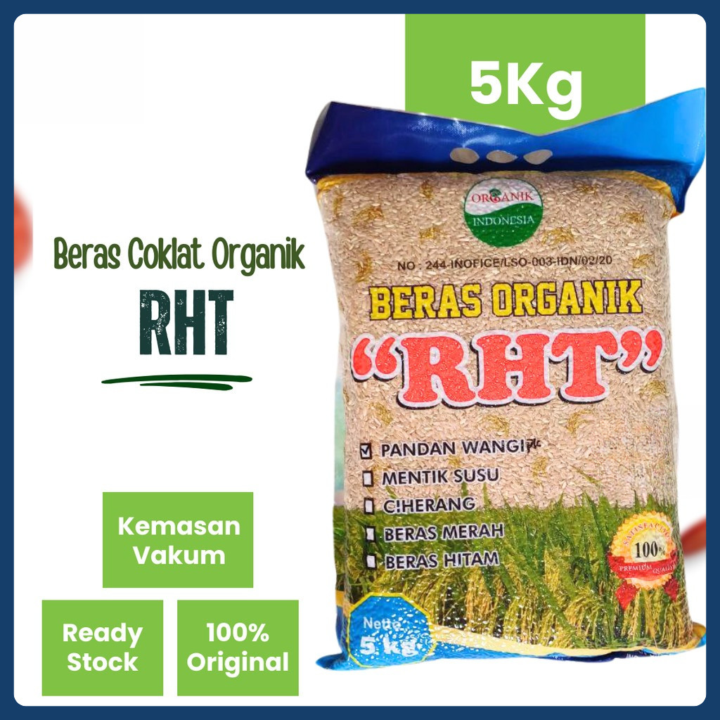 

RHT Beras Coklat Organik Premium 5Kg / Brown Rice RHT Bersertifikat Untuk Diet