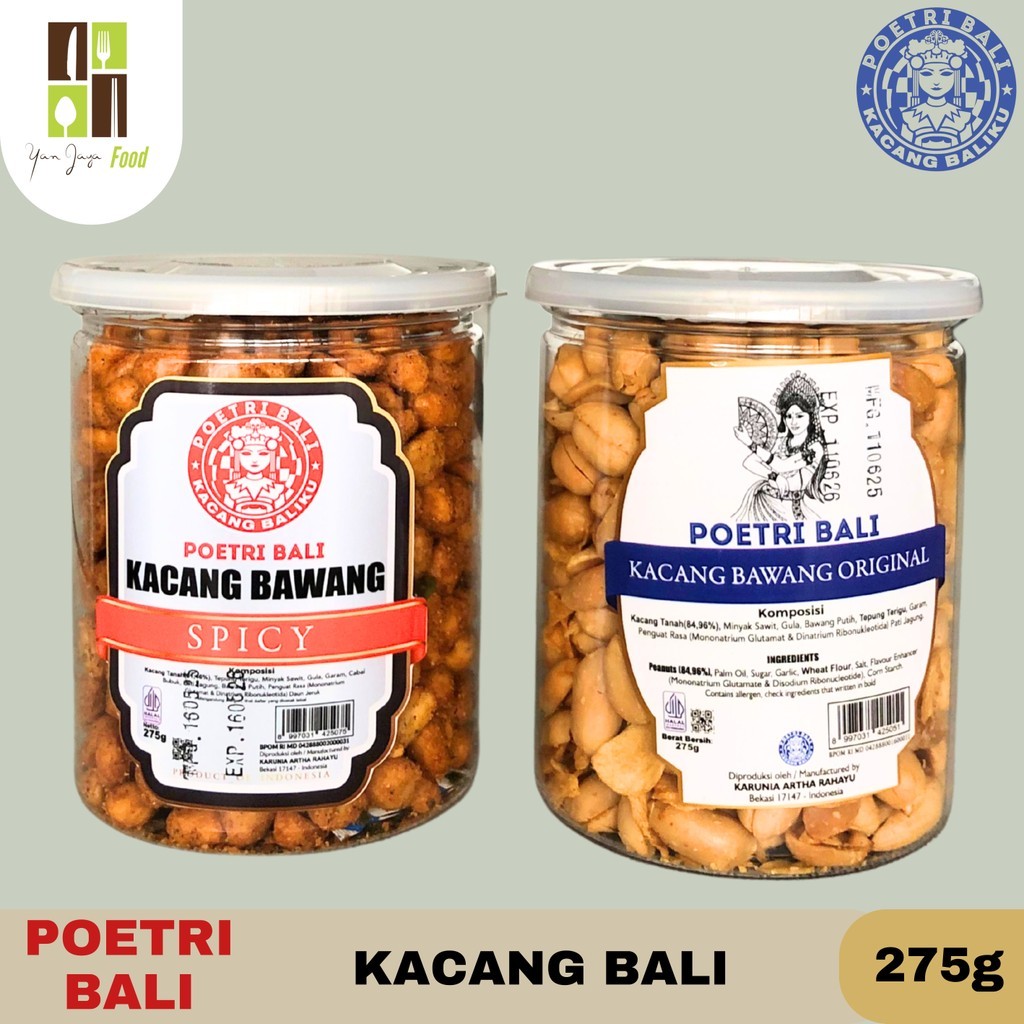 

Poetri Bali Kacang Kemasan Toples 275g / Kacang Bawang Original / Kacang Bawang Spicy