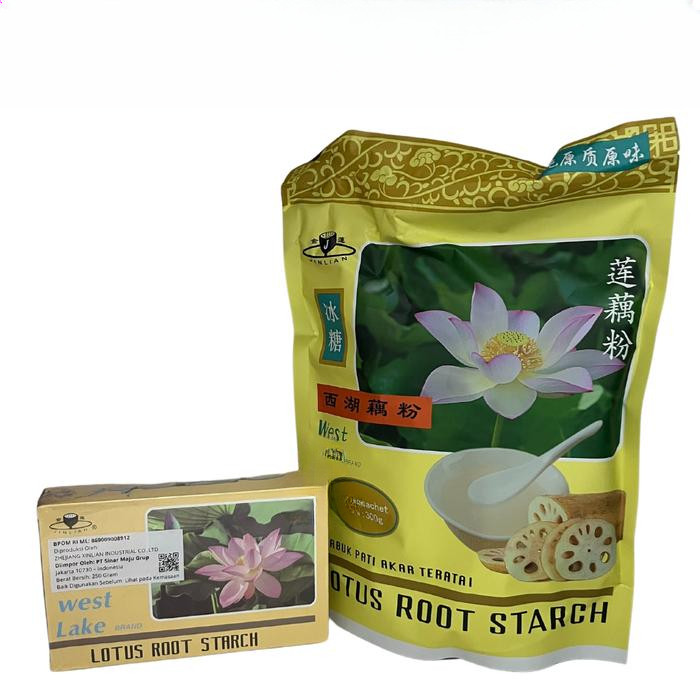 

Bubuk Tepung Akar Teratai Lotus Root Starch Powder West Lake Minuman Serbuk Pati Akar Teratai 250Gram 300Gram 10 Sachet