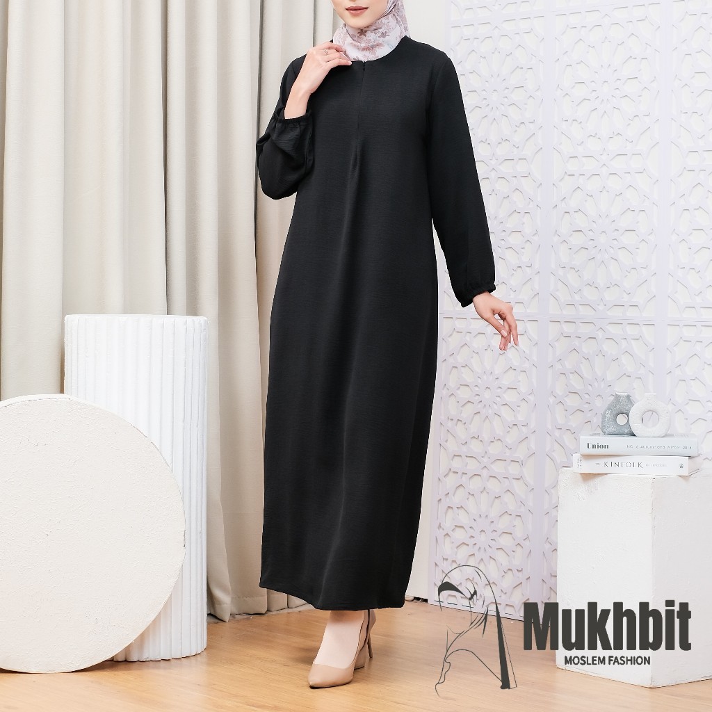 PARXETSHOP  Gamis Hitam Premium Remaja Dress Polos Wanita Jumbo Terbaru Kekinian
