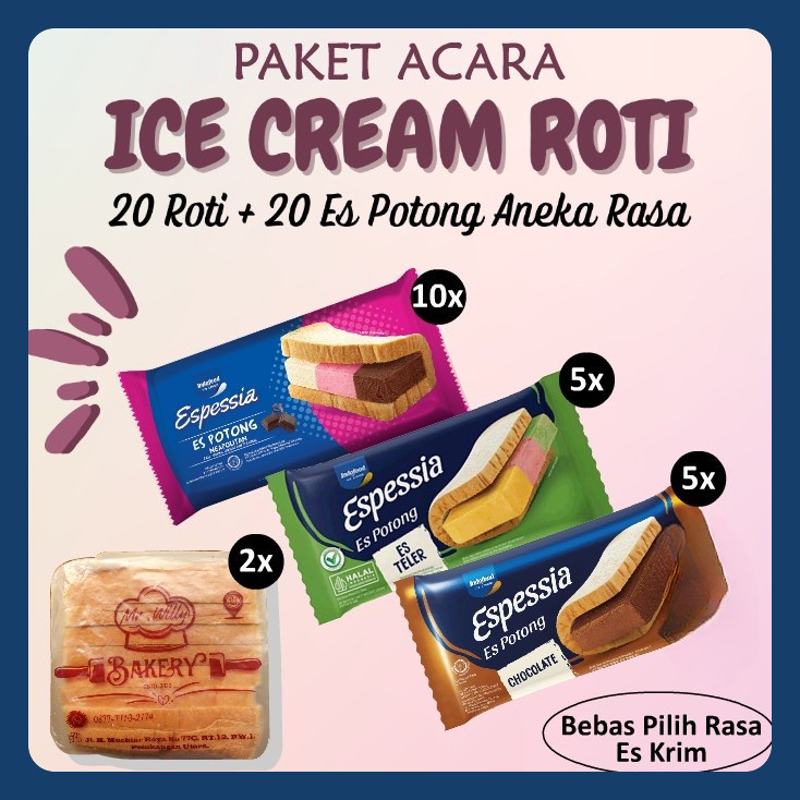 

Paket Acara Es Krim / Ice Cream Potong Espessia 20 porsi