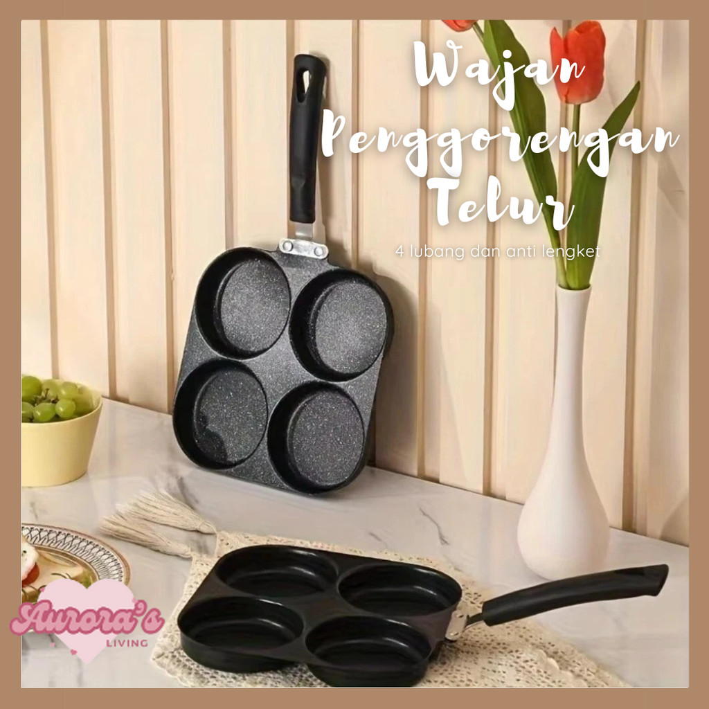 [Aurora] Wajan Penggorengan Telur / Cetakan Telur Ceplok Teflon Telur 4 Lobang Anti Lengket