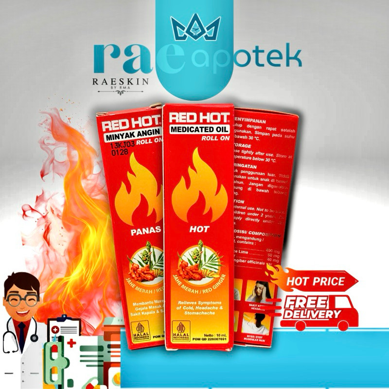 RED HOT Minyak Angin Aromatherapy Roll On Jahe Merah Ori Panas 10ml Minyak Tubuh Red Ginger - Jahe M