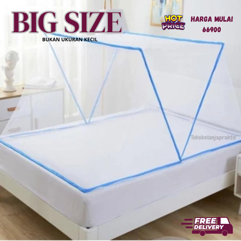 Kelambu Kotak Lipat Portable  Ukuran Lengkap Anti Nyamuk / Kelambu Bulat Lipat Ukuran Jumbo 220X220 