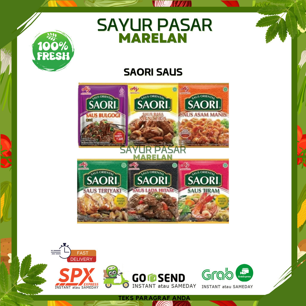 

SAORI Saus Tiram , Saus Triyaki , Saus Mentega , Saus Lada Hitam , Saus Asam Manis , Saus Bulgogi INSTANT - 1 SACHET