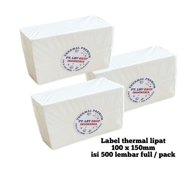 

kertas thermal label lipat barcode LSY TAPE 100 X 150mm A6 isi 500 lembar full premium ( lipat )