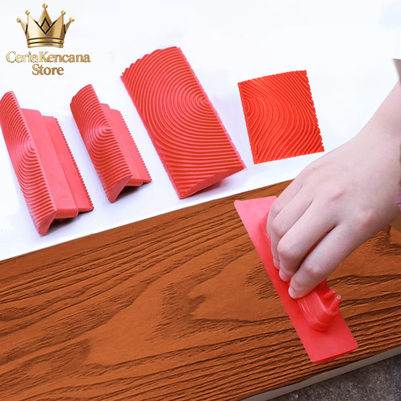 Kuas Cat Motif Kayu Alat Membuat Motif Kayu Rubber Wood Graining Pattern Tool Tahan Lama untuk Dindi