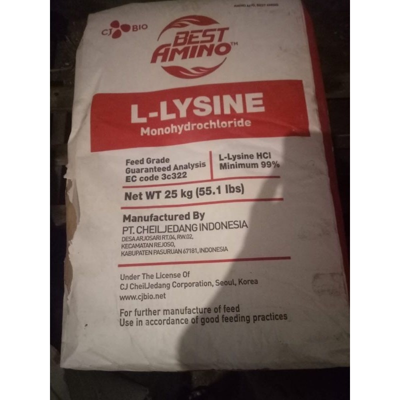L Lisin Lysine Hcl CJ Ori 25kg CO