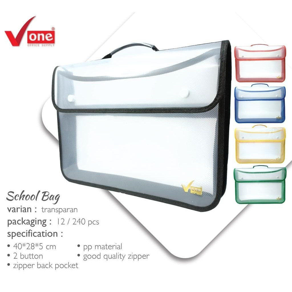 

School Bag Transparan Dan Kombinasi Full Color / Map / Tas Berkas / Tas Jinjing - Random Color