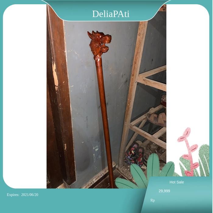 tongkat teken kepala naga termurah dari kayu jati ukir naga 3d bk Keris sengkelat majapahit mataram 