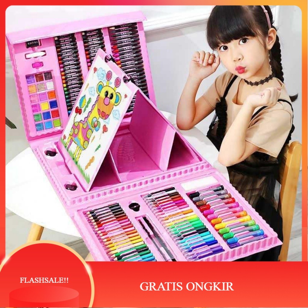 

【AGNES_ID】SALE!! Crayon Warna Anak Set 208 & 150 Pcs | Art Full Set | Krayon Mewarnai Anak | Pensil Warna | Perlengkapan Mewarnai Lukis